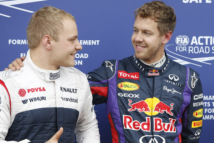 Motivationsspritze: Valtteri Bottas durfte nach dem Qualifying in Montréal mit Sebastian Vettel posieren