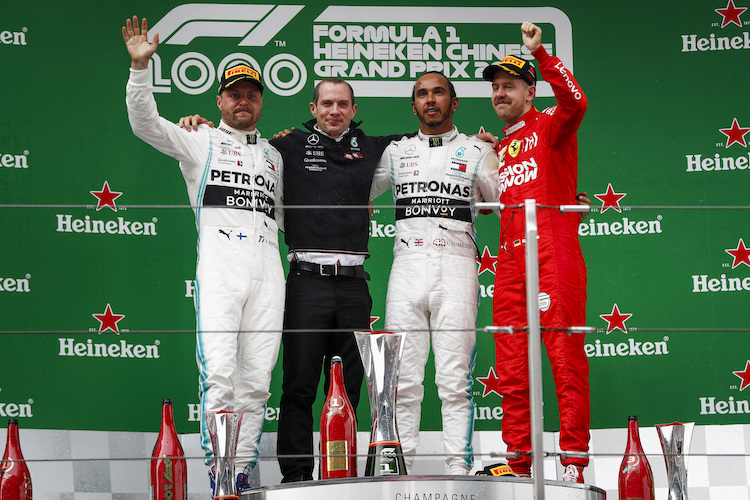 China-GP 2019: Mercedes-Ingenieur Marcus Dudley mit Bottas, Hamilton und Vettel