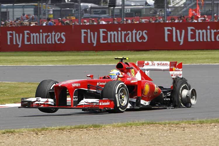 Auch Felipe Massa flogen in England der Reifen um die Ohren