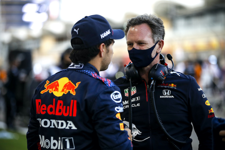 Red Bull Racing-Teamchef Christian Horner mit Sergio Pérez