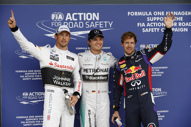 Ein unerwartetes Trio in Silverstone: Button, Rosberg und Vettel