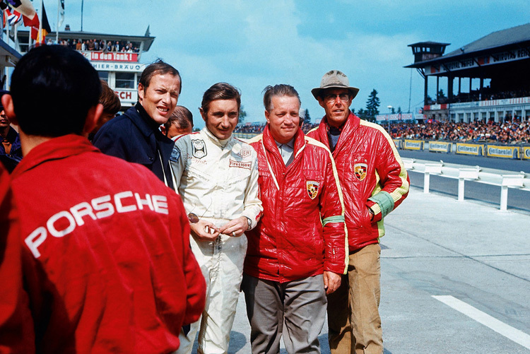 Jo Siffert, Helmut Bott und Peter Falk am Nürburgring