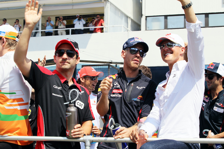 Timo Glock, Sebastian Vettel und Michael Schumacher