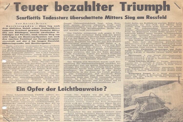 Rossfeld-Bericht vom 10.6.1968 in der «Rheinischen Post», Düsseldorf