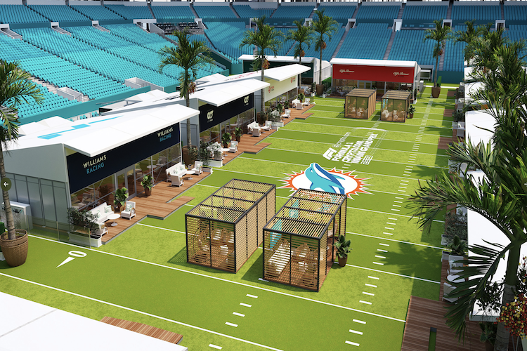 Auf dem Rasen der Miami Dolphins werden 13 Pavillons stehen