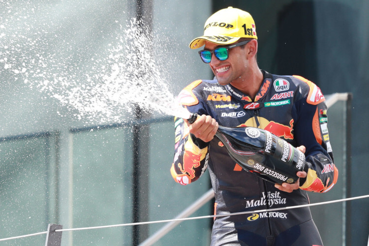 Jorge Martin bejubelte am Sonntag seinen ersten Moto2-Sieg