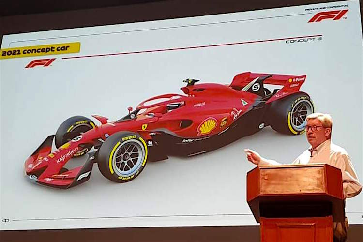 Formel-1-Sportchef Ross Brawn mit einer Studie in Ferrari-Farben
