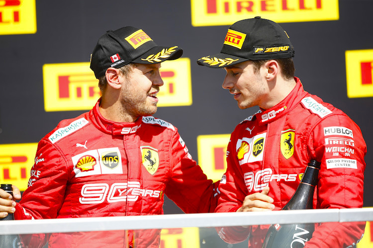 Sebastian Vettel und Charles Leclerc nach dem Kanada-GP