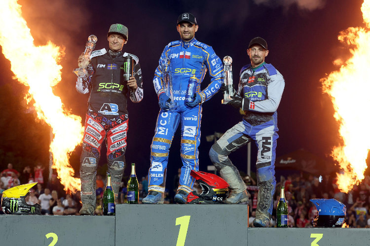 Die Top-3 von Prag (v.l.): Fredrik Lindgren, Bartosz Zmarzlik und Leon Madsen