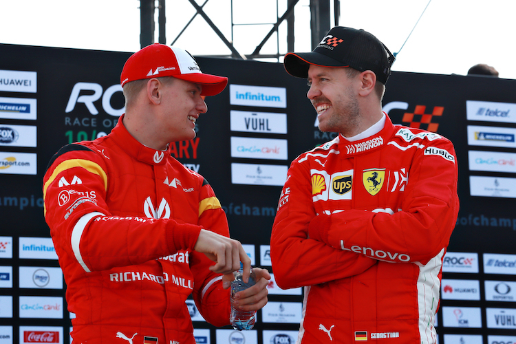 Sebastian Vettel und Mick Schumacher beim Race of Champions