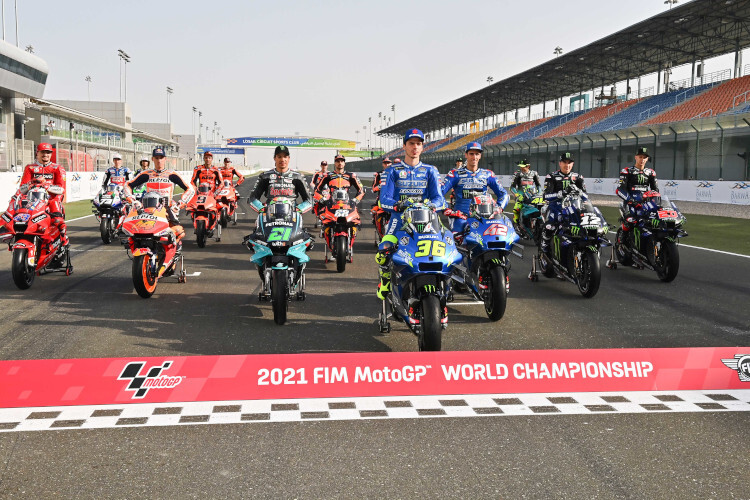 Die MotoGP-Klasse 2021, angeführt von Titelverteidiger Joan Mir