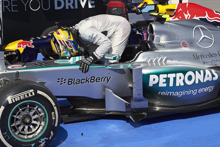 Lewis Hamilton und der Mercedes von 2013.