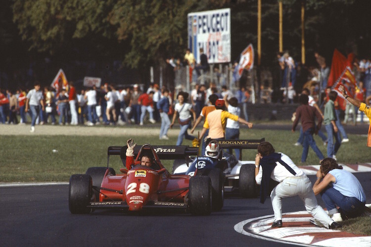 René Arnoux mit seinem Ferrari in Monza 1983