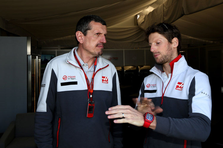 Günther Steiner mit Romain Grosjean
