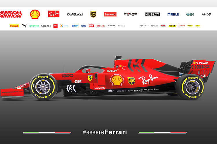 Sebastian Vettels und Charles Leclercs Auto von der Seite