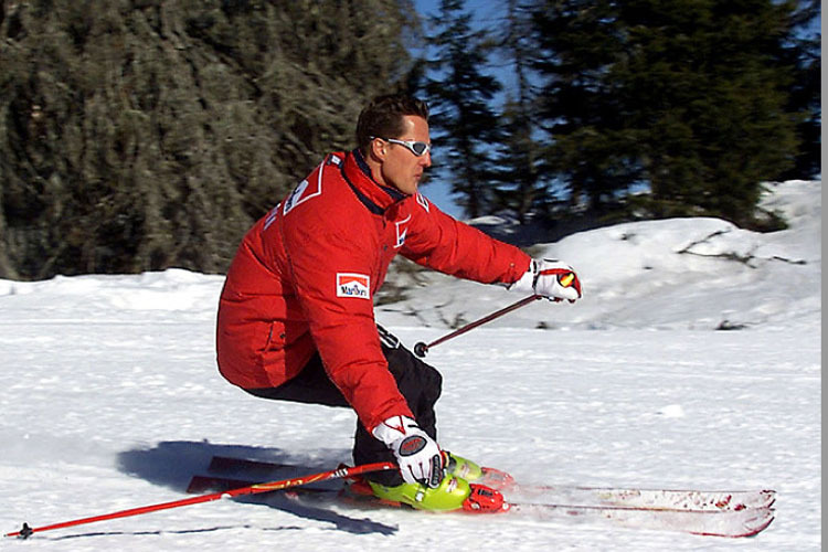 Schumi als Skifahrer zu seiner Ferrari-Zeit