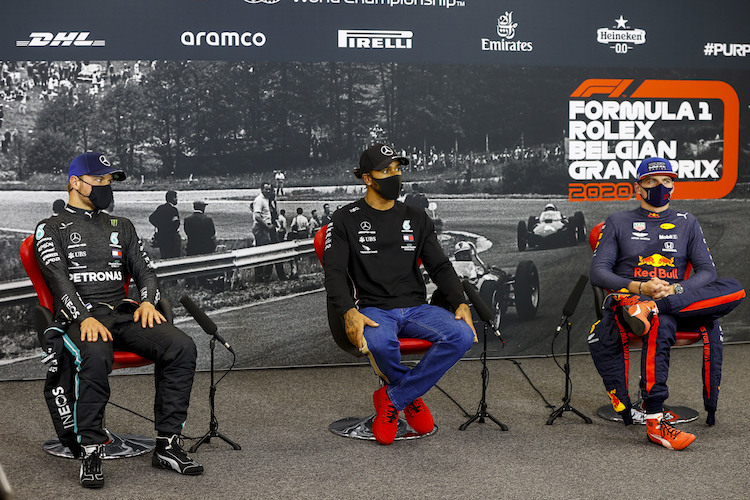 Valtteri Bottas, Lewis Hamilton und Max Verstappen