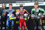 Die erste Startreihe (v.l.): Domi Aegerter, Alvaro Bautista und Alex Lowes