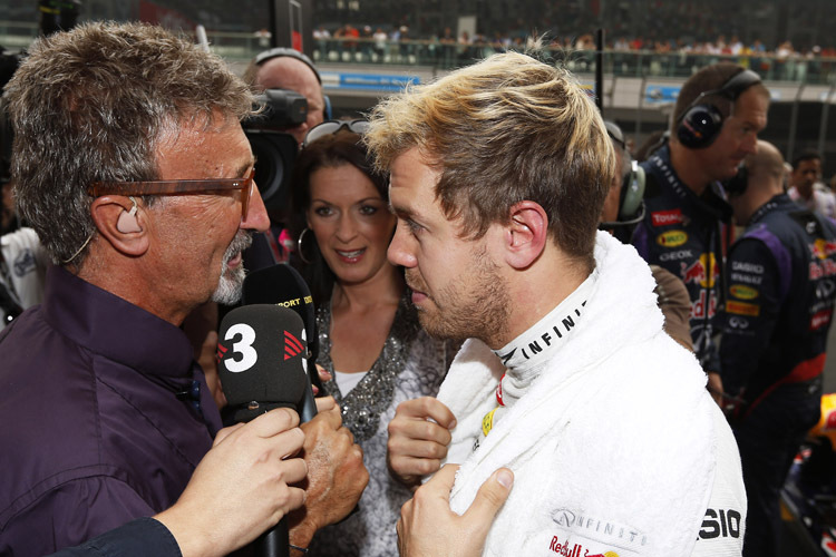 Ex-Teamchef und BBC-TV-Experte Eddie Jordan interviewt Champion Sebastian Vettel