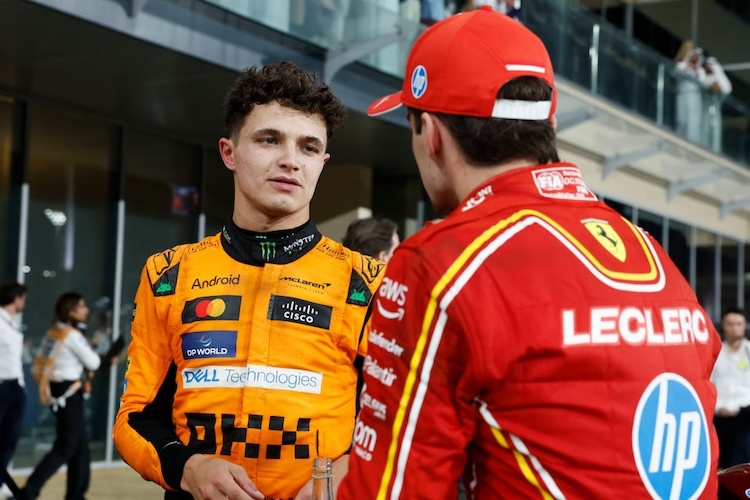 McLaren-Pilot Lando Norris mit Ferrari-Fahrer Charles Leclerc