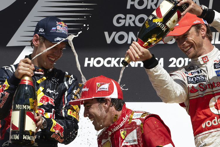 Nummer-1-Piloten Vettel, Alonso, Button