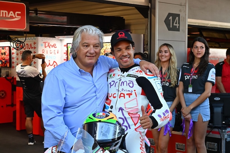 Guter Dinge in Jerez: Paolo Campinoti, Besitzer von Pramac Racing mit Pilot Franky Morbidelli