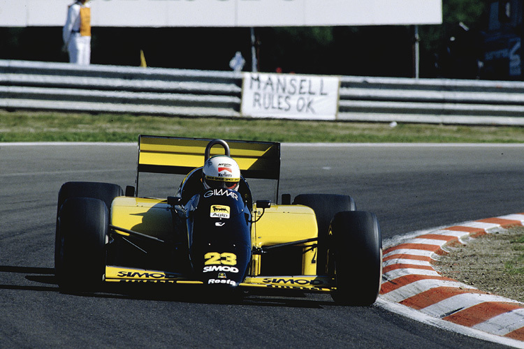 Auflösung aus der Vorwoche: De Cesaris mit seinem Minardi in Francorchamps 1986