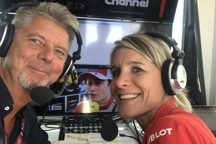 Heiko Wasser mit der Vettel-Mediendelegierten Britta Roeske 2018