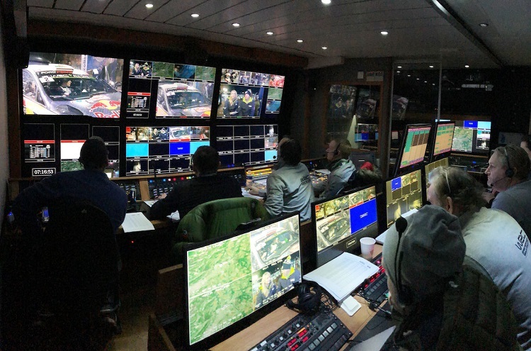 Die TV-Zentrale bei der Rallye-WM