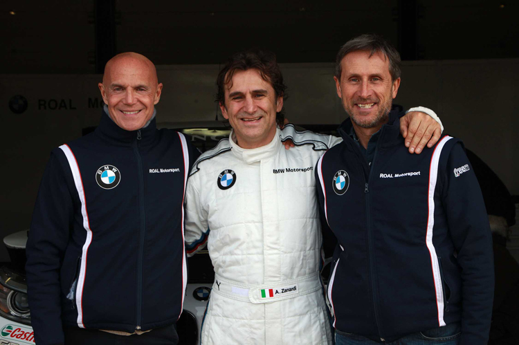 Zanardi mit Teamchefs Ravaglia (re.) und Preo