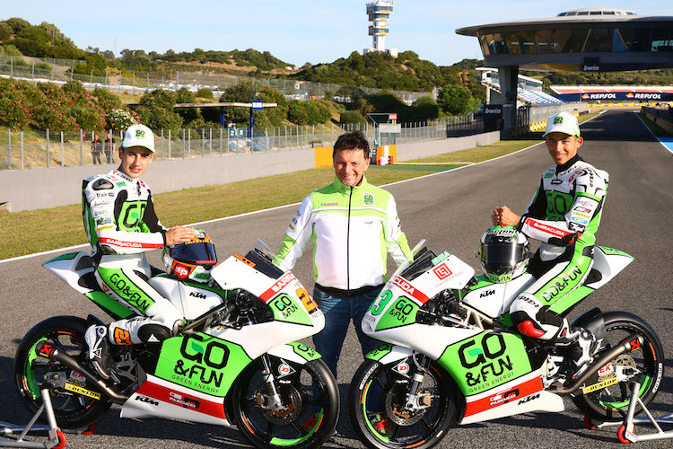 Fausto Gresini (mitte) mit seinen beiden Moto3-Piloten