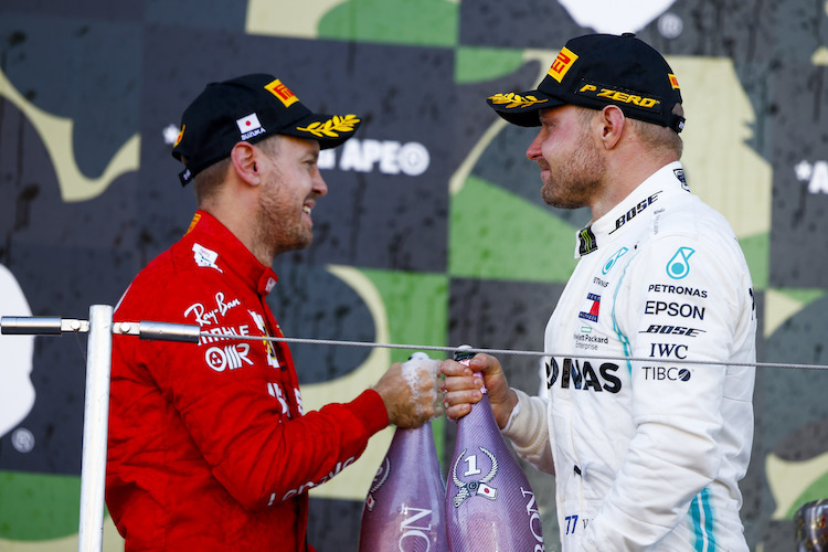 Sebastian Vettel und Valtteri Bottas in Suzuka 2019