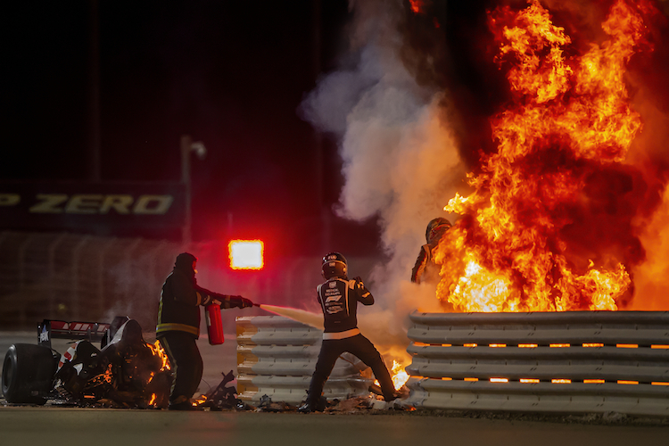 Romain Grosjean hatte beim Feuer-Unfall 2020 in Bahrain viel Glück im Unglück