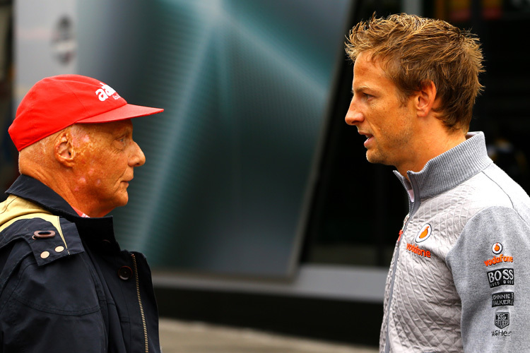Niki Lauda und Jenson Button 2013 beim Belgien-GP