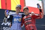 Alex (l.) und Marc Marquez auf dem Aragon-Podium. Die Brüder wurden Zweiter und Erster