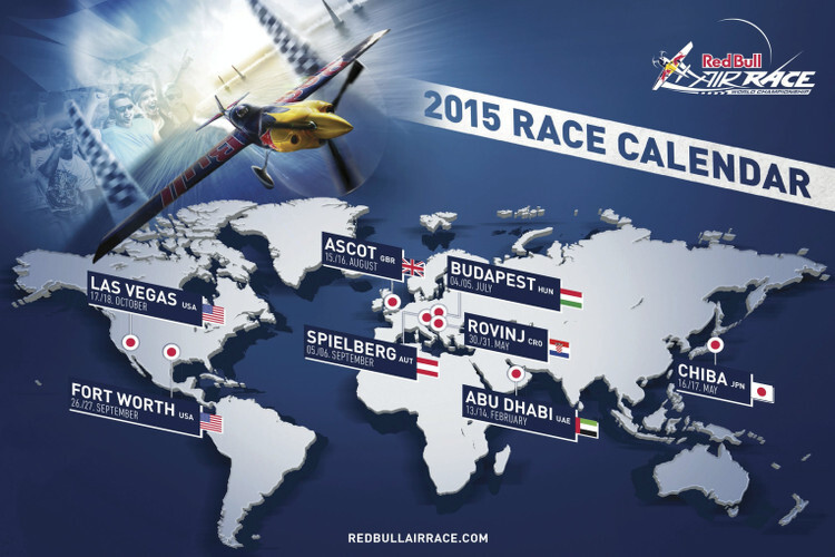 So sieht der neue Kalender des Red Bull Air Race 2015 aus