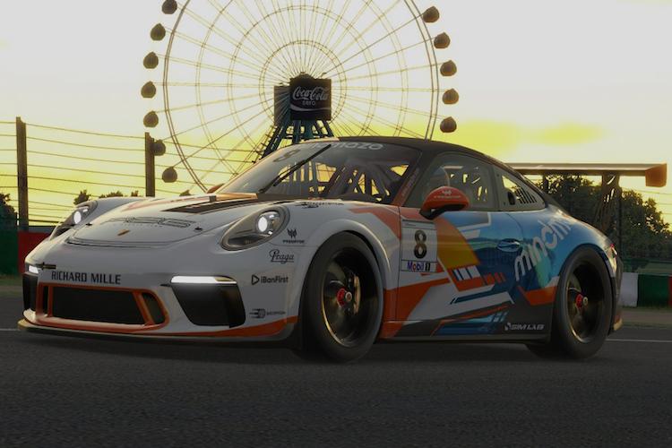Ein virtueller Porsche in den Farben von Grosjeans Team
