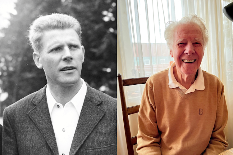 Zwischen diesen beiden Fotos liegen mehr als 50 Jahre. Erich Bitter 1969 als Rennfahrer (links) und im März 2023 
