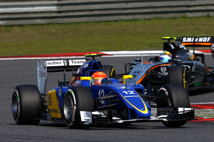 Sauber-Pilot Felipe Nasr sicherte sich im China-GP nach einer beherzten Fahrt den achten Rang
