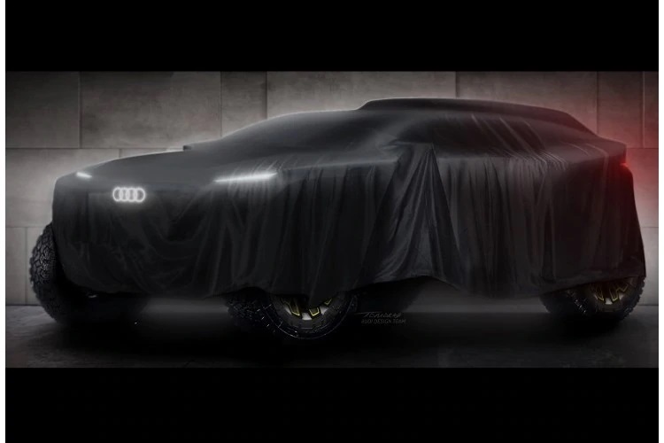 Der noch verhüllte Dakar-Prototyp von Audi