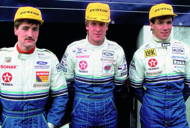 Ford DTM-Boygroup von 1987: Schneider, Biela, Reuter (von links)