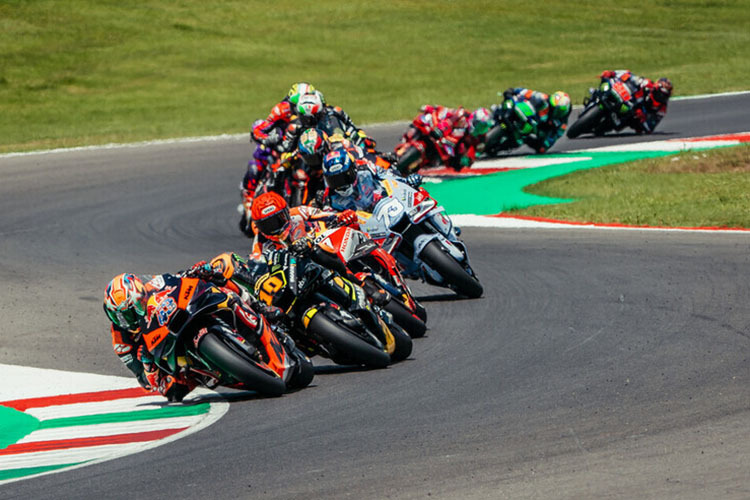 Mugello-GP: Jack Miller (43) vor Marini (10), Marc Márquez (93), Alex Márquez (73) und Binder