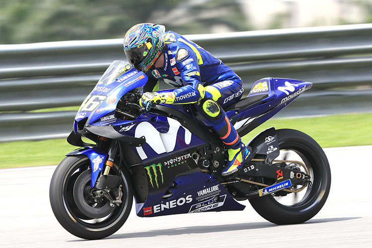 Rossi mit den neuen Yamaha-Flügeln in Sepang