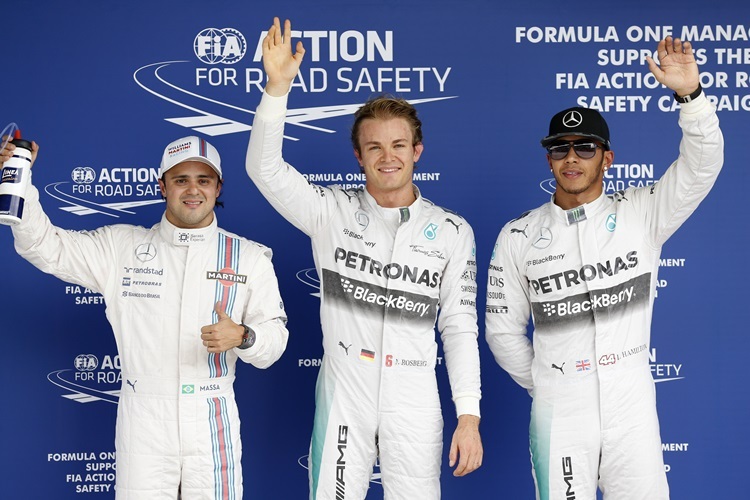 Die Top-3 im Qualifying - Nico Rosberg vor Lewis Hamilton und Felipe Massa