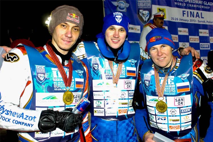 Die drei Gold-Jungs: Daniil Ivanov, Dmtri Koltakov, Nikolai Krasnikov
