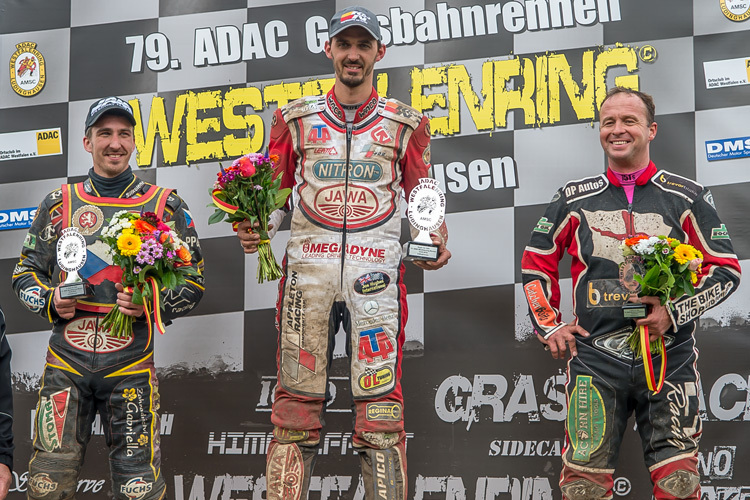 Andrew Appleton (Mitte) gewann in Lüdinghausen vor Martin Malek (l.) und Paul Hurry (r.)