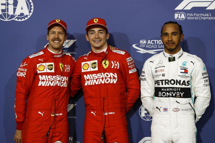 Sebastian Vettel, Charles Leclerc & Lewis Hamilton
