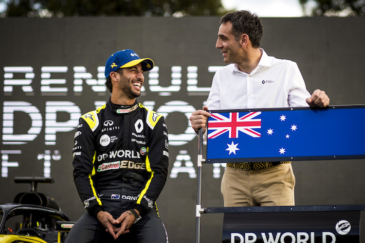 Daniel Ricciardo und Renault-Teamchef Cyril Abiteboul