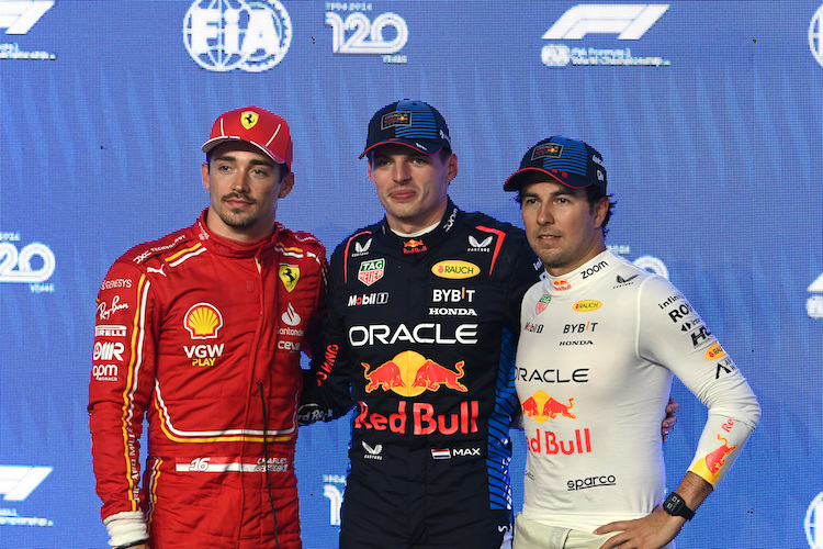 Leclerc, Verstappen, Pérez