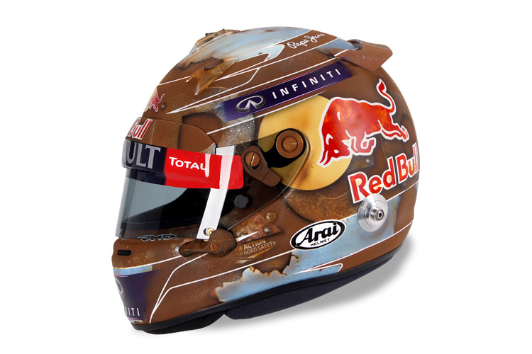 Die Illusion ist fast perfekt: Vettels Helm scheint verrostet zu sein